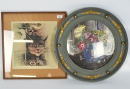 An artists proof print titled "A Cat's dream of Love and Power" by Peter Ford, framed and glazed,