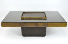 A large retro style 'Saccaro' coffee table, of rectangular form, glass top with removable tray,