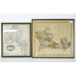 Two framed maps, one of Oxfordshire, by Robt.