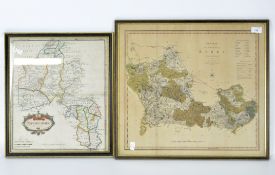 Two framed maps, one of Oxfordshire, by Robt.