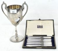 A Silver plated presentation cup by Mappin and Webb 1890, 26 cm high,