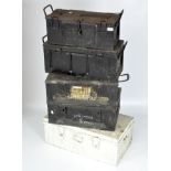 Five 1940's and later military ammunition cases, varying sizes,