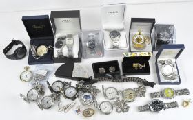 An assortment of wristwatches and pocket watches