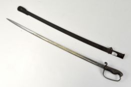 A Middle Eastern sword, in original metal scabbard, the blade marked Emran,