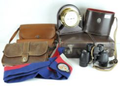 Assorted wares, including leather bags, a precision Aneroid Barometer,