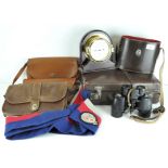 Assorted wares, including leather bags, a precision Aneroid Barometer,