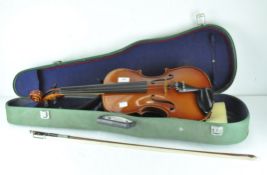 A 1/2 size viola in carry case with bow,