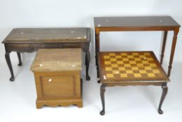 A Victorian chess table, on carved cabriole legs, 41cm x 64cm x 64cm, and more