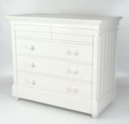 A 'Louis' panelled 'And So To Bed' white painted chest of drawers, with lift up mirror,