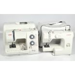 Two contemporary sewing machines,