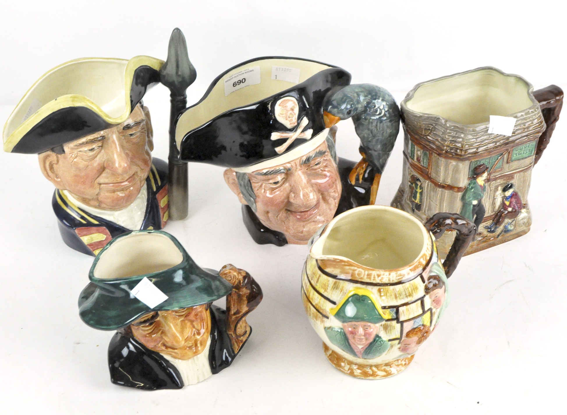 A group of five Royal Doulton character jugs