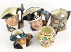 A group of five Royal Doulton character jugs