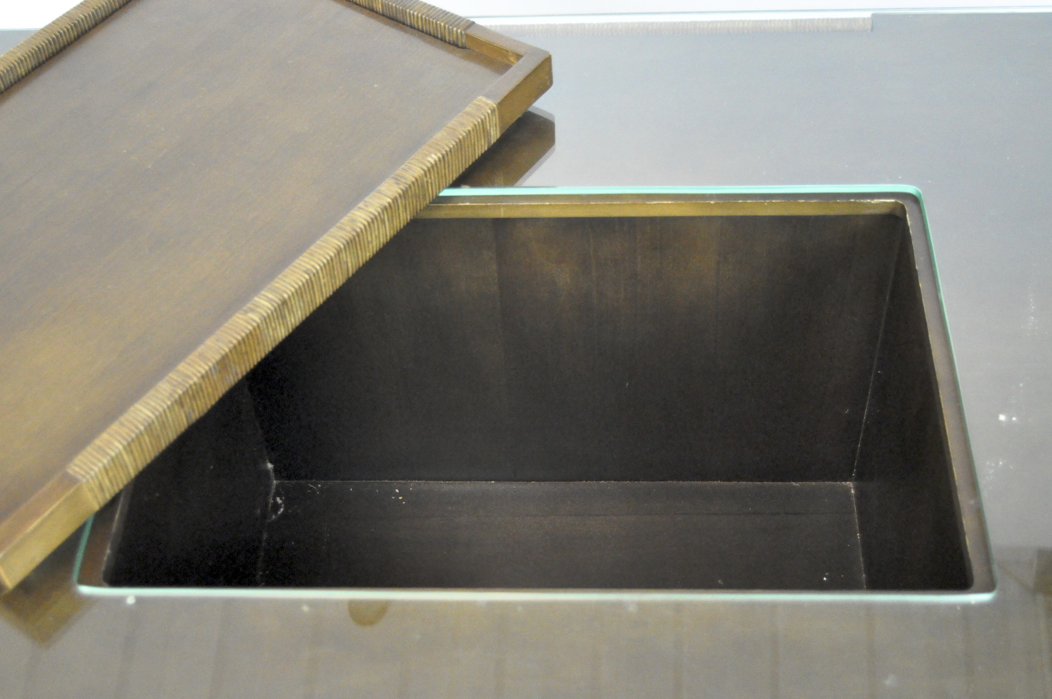 A large retro style 'Saccaro' coffee table, of rectangular form, glass top with removable tray, - Image 2 of 2