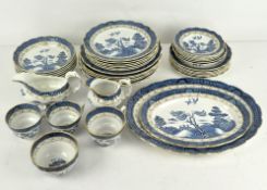 A 'Real Old Willow' Booths pattern dinner part service with gilt details, A8025,