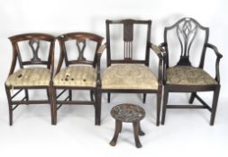Four late 19th century chairs together with a Southern Hemisphere stool