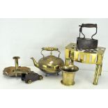 A collection of antique brassware