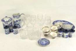 Mixed ceramics and glass, including a Spode Italian wall mounting jug and tea barrel