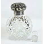 A Victorian silver topped cut glass dressing table pot, of globular form,