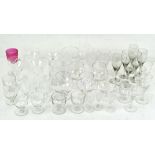 A selection of contemporary glassware, wine glasses, spirit glasses, beakers and more,