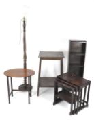 A selection of furniture, to include an Oak nest of three tables, mahogany occasional table,