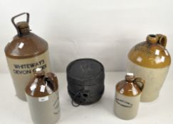 Four stoneware cider flagons, marked: Whiteway's Decon Cyder,