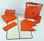 A quantity of Hermes packaging including triangular scarf boxes and square boxes,