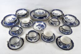 A mixed collection of blue and white 'Willow' pattern dinner ware,