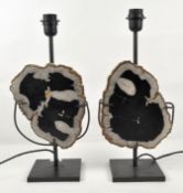 A contemporary pair of stone specimen table lamps,