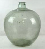 A large, pale green glass, vintage globular terrarium vase,