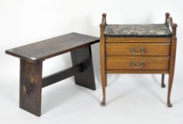 A late 19th/early 20th century mahogany piano stool, with two drawers to front, and another stool