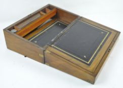 A late 19th century mahogany brass bound writing slope, with gilt tooled leather slope,
