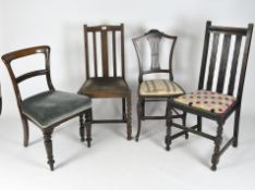 Four assorted dining chairs, including a Victorian mahogany example,