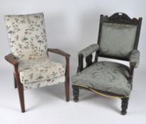 A mid-century Parker Knoll armchair together with an Edwardian armchair