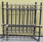 A Victorian copper, brass and metal single bed frame, partly lacquered black,