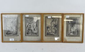 A set of four 18th century ink sketches representing January, February, March and April,