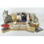 A selection of vintage games, including chess pieces, a travelling chess set and more,