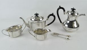 A late 19th/early century silver plated part coffee and tea set with elegant ribbed details and