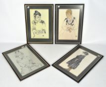 Four Egon Schiele prints of women,