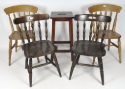 Two pairs of 20th century kitchen chairs, largest measuring 85cm high,