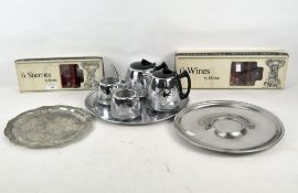 A selection of assorted collectables, including a Swan brand Willo ware chrome tea set,
