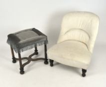 A Victorian calico covered nursing chair, height 72cm,