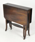 A mahogany drop leaf table, with inlaid borders,