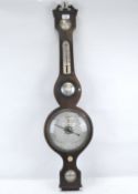 A 19th century rosewood cased wheel barometer/thermometer, signed Corti, Exeter,