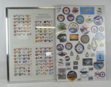 A framed group of aviation stickers together with,