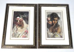 Two limited edition prints by Royo, each depicting a female in portait,