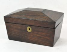 A Victorian rosewood tea caddy of sarcophagus form,