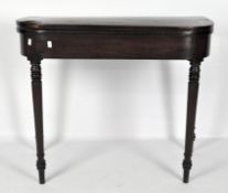 A late 19th century mahogany oval card table with cross banding inlay, on turned legs, height 77cm,