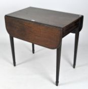 A Victorian mahogany Pembroke table with inlaid satinwood banding, on tapering legs,