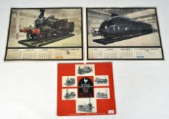 A 1966 Courage train calendar with two further calendar train prints