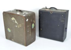 Two vintage suitcases, a brown example by Meteor Hippo Luggage, the other by Aeropax